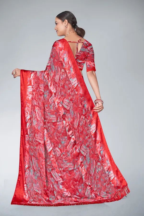 Printed_Red_Silk_Saree_With_Floral_And_Abstract_Design