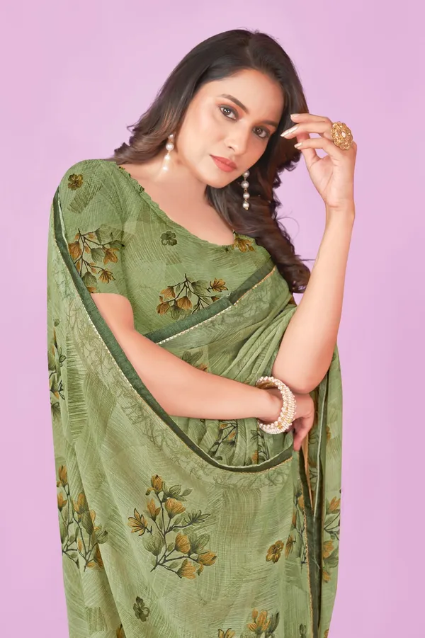 Green_Floral_Printed_Saree_With_Blouse