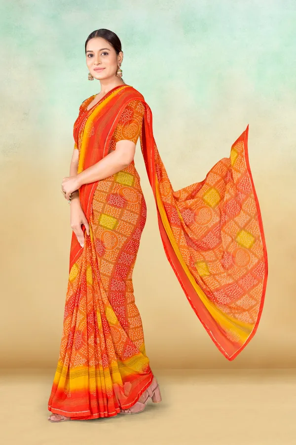 Traditional_Bandhani_Print_Saree_-_Orange_And_Yellow_Gradient_With_Red_Border