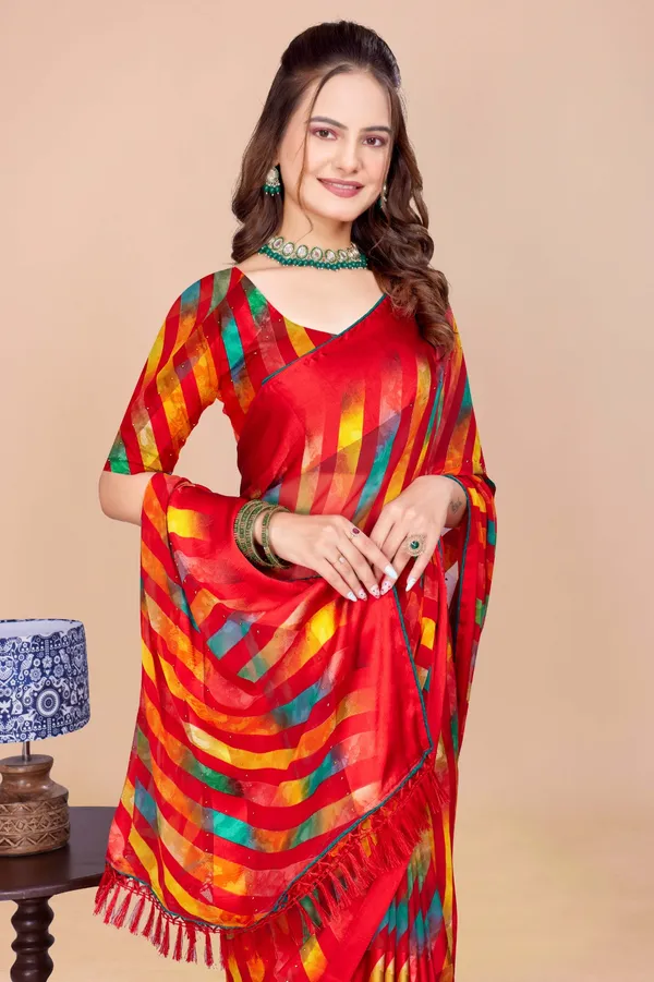 Vibrant_Red_Multicolor_Printed_Art_Silk_Saree