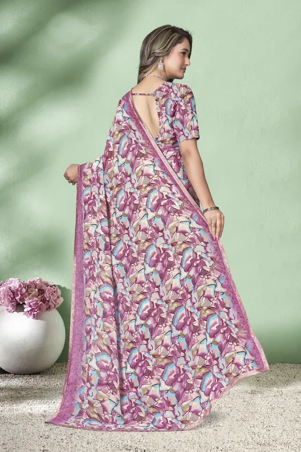 Floral_Print_Saree_With_Blouse_-_Pink_And_Blue_Ethnic_Wear