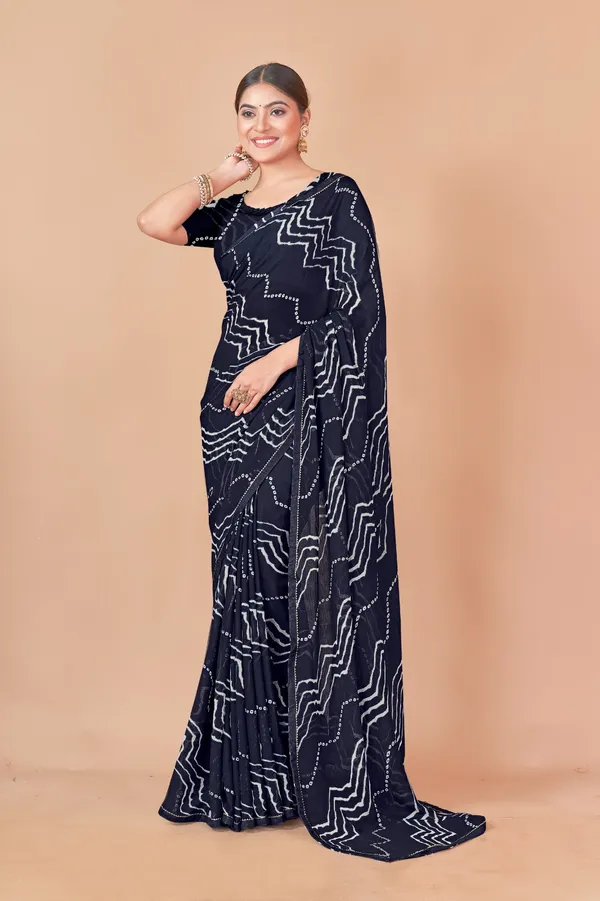 Navy_Blue_Bandhani_Print_Saree_With_Blouse
