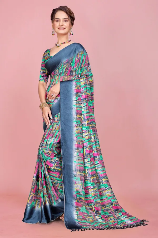 Multicolor_Abstract_Print_Saree_With_Blue_Satin_Border