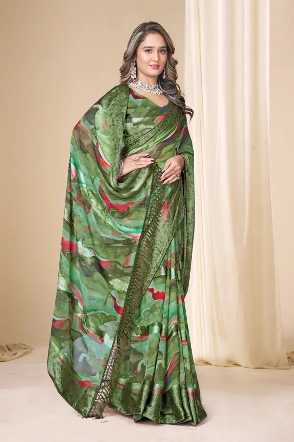 Green_Camouflage_Print_Saree_With_Red_Accents