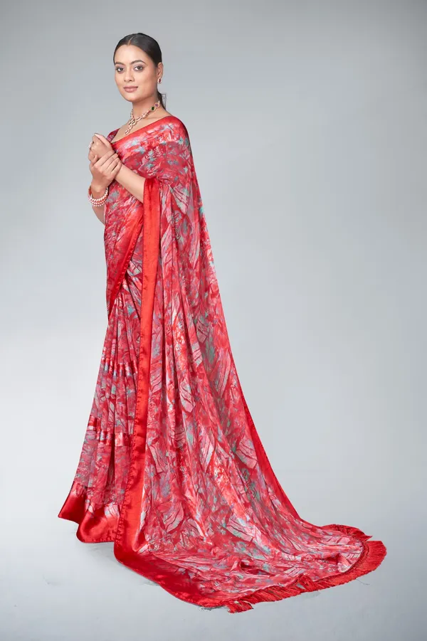 Printed_Red_Silk_Saree_With_Floral_And_Abstract_Design