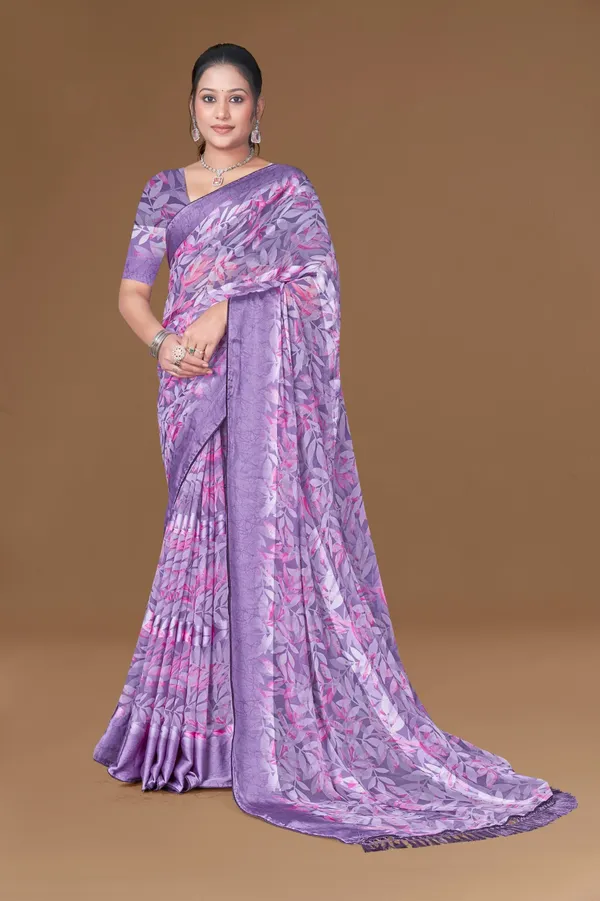 Purple_Floral_Print_Saree_With_Blouse