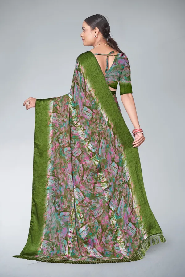Green_Floral_Print_Saree_With_Fringe_Border