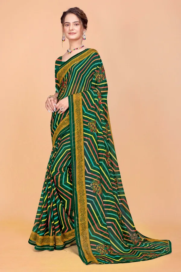 Multicolour_Zigzag_Printed_Saree_With_Embroidered_Motifs_And_Border