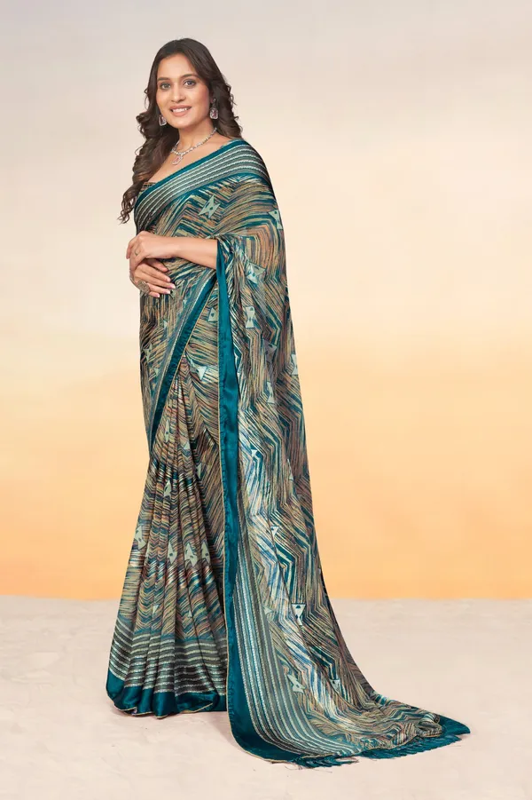Women_Printed_Saree_With_Striped_Pattern_And_Satin_Border