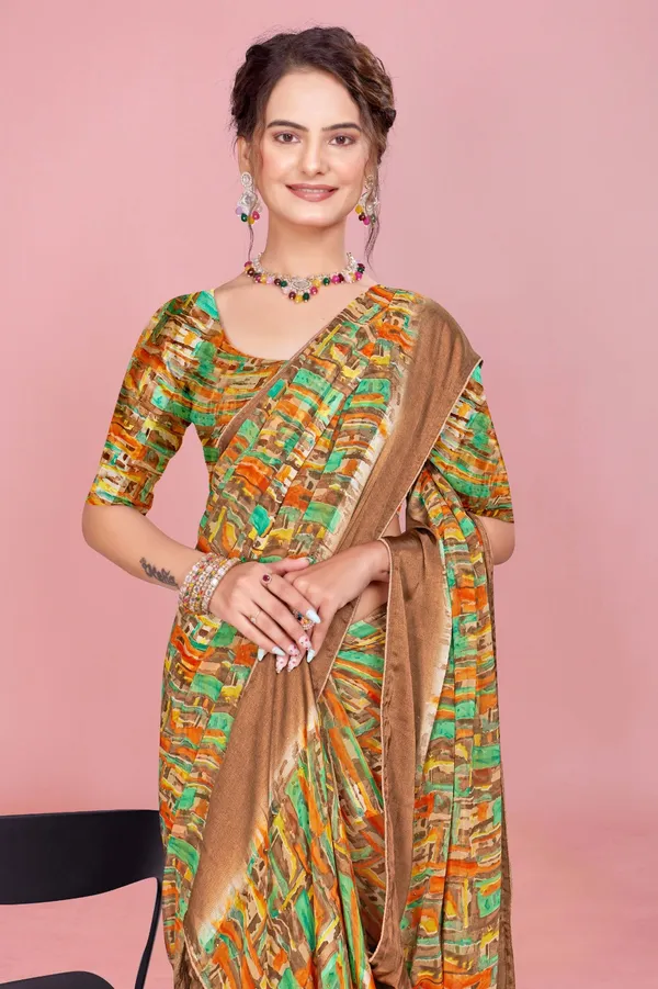 Multicolor_Printed_Saree_With_Blouse