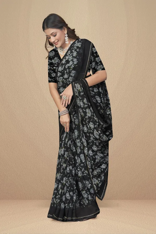 Black_Floral_Print_Saree_With_Blouse