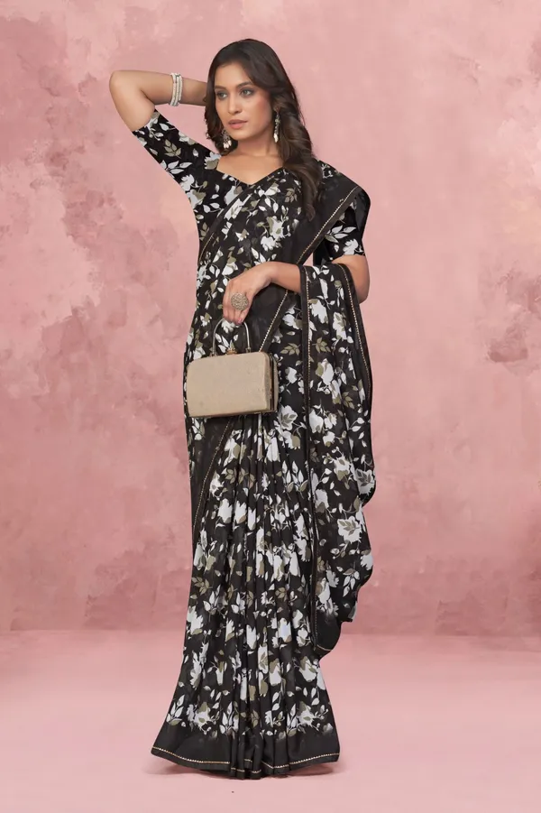 Black_Floral_Printed_Saree_With_Matching_Blouse