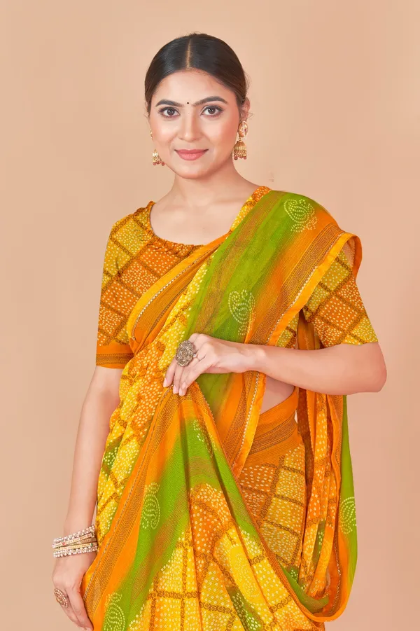Multicolor_Bandhani_Print_Art_Silk_Saree_With_Blouse