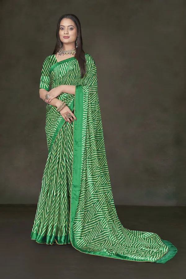 Green_Leheriya_Bandhani_Print_Saree_With_Satin_Border