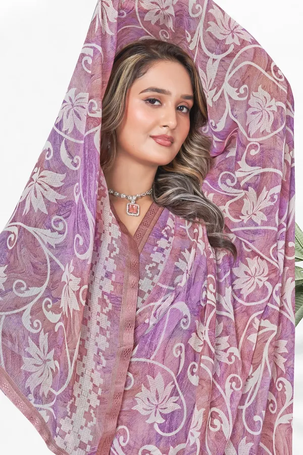 Purple_Floral_Embroidered_Georgette_Saree_With_Border