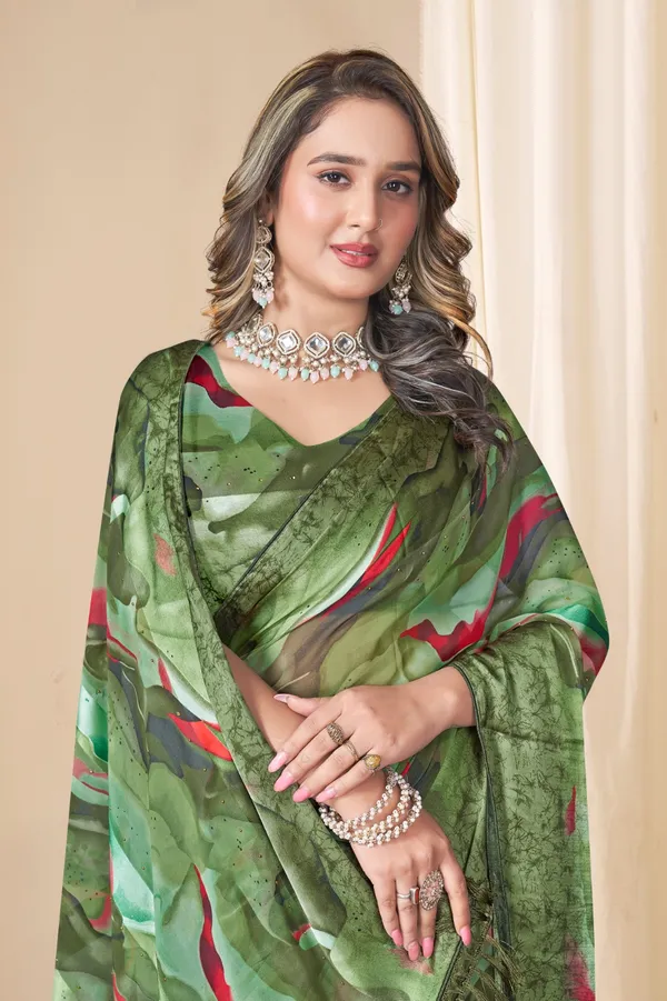 Green_Camouflage_Print_Saree_With_Red_Accents