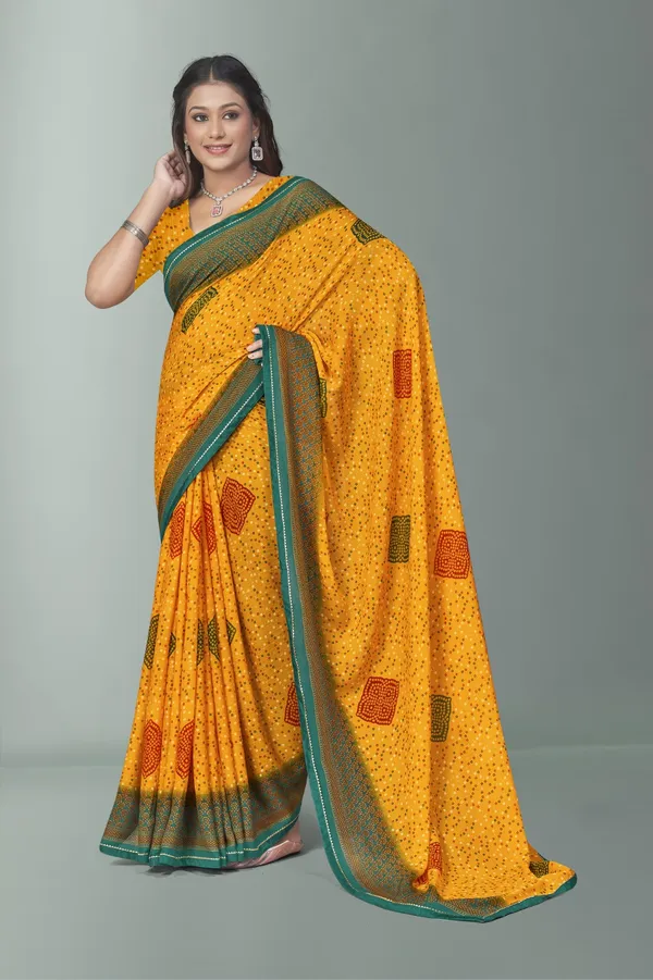 Yellow_Bandhani_Saree_With_Green_Border