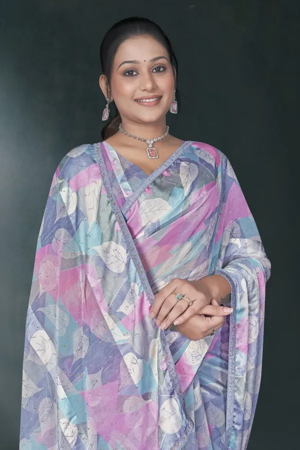 Pastel_Multicolor_Abstract_Print_Saree_With_Blouse