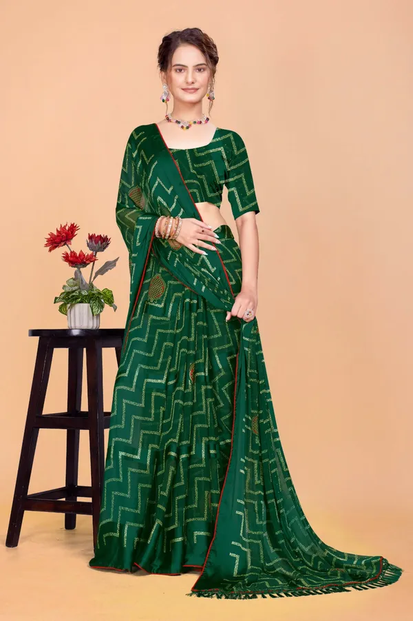 Green_Geometric_Pattern_Saree_With_Golden_Motifs
