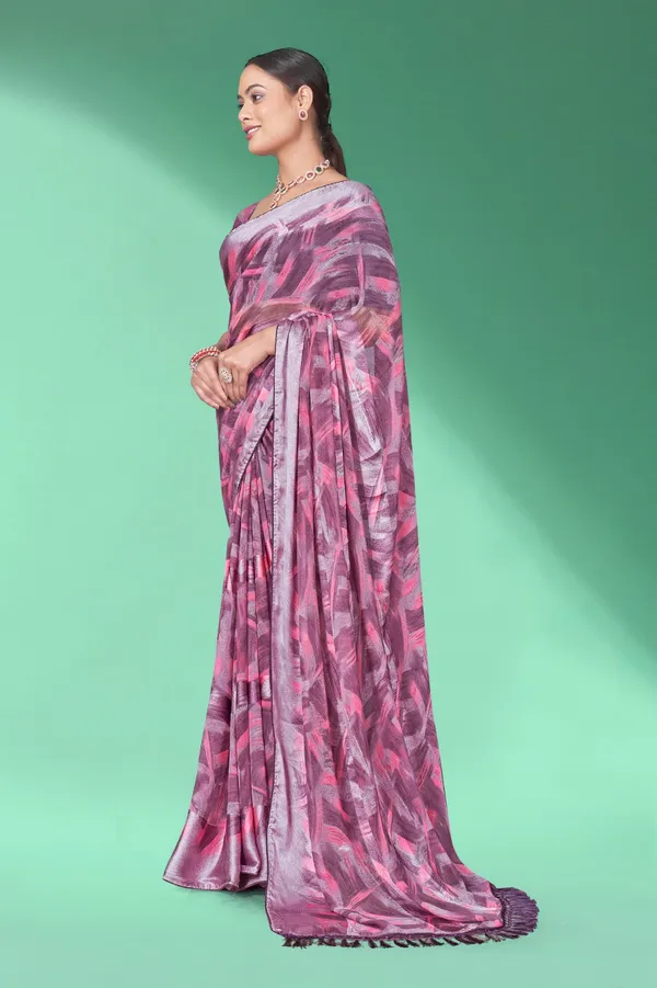 Pink_Abstract_Print_Georgette_Saree_With_Tasseled_Border