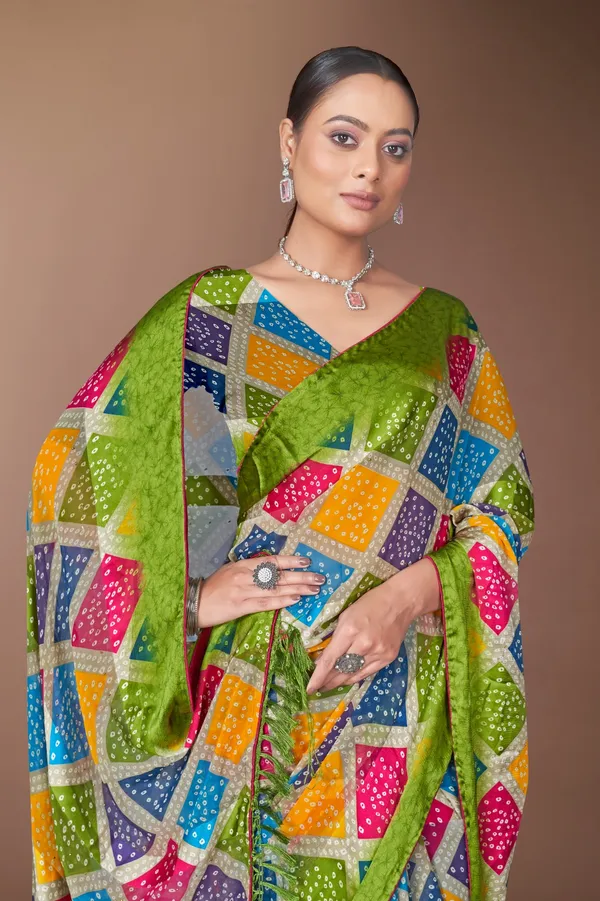 Vibrant_Multicolor_Bandhani_Silk_Saree_With_Zari_Border