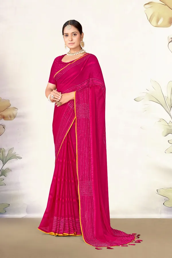 Traditional_Pink_Georgette_Bandhani_Saree_With_Golden_Border