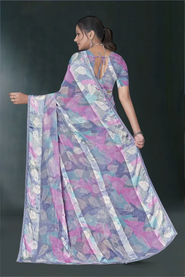 Pastel_Multicolor_Abstract_Print_Saree_With_Blouse