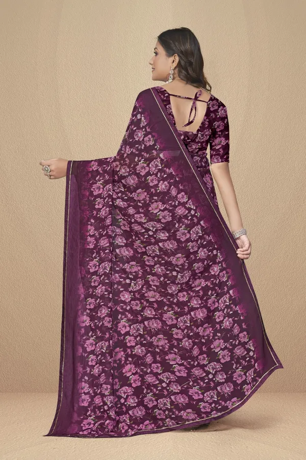 Purple_Floral_Print_Georgette_Saree_With_Lace_Border