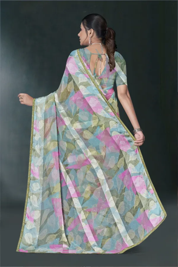 Floral_Print_Chiffon_Saree_With_Golden_Border