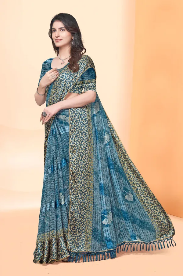 Blue_Printed_Georgette_Saree_With_Floral_Motifs_And_Border