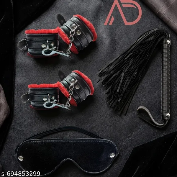 Premium_Couple_Band_Accessories_Kit_With_Handcuffs_Eye_Mask_Strap_Black_Red_Pack_Of_4