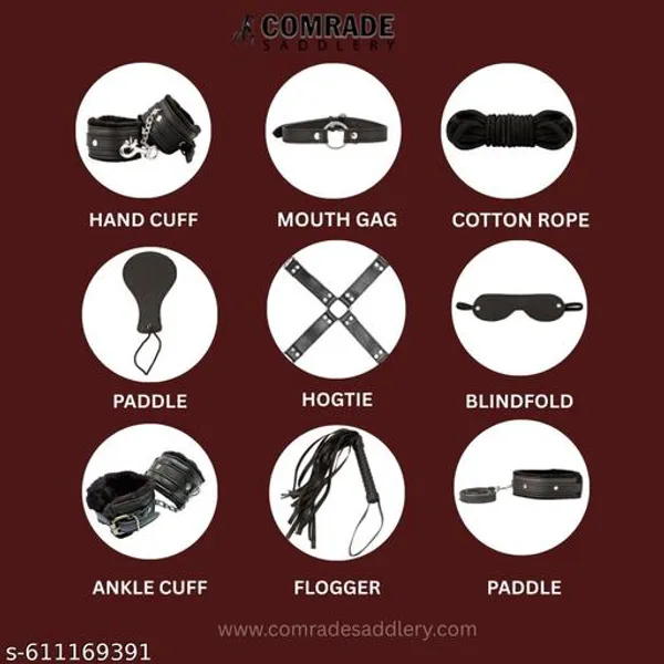Adjustable_Handcuff_Kit_Red_Black_Novelty_Fun_Props_9_Pcs_Handcuffs_Pack_Of_9