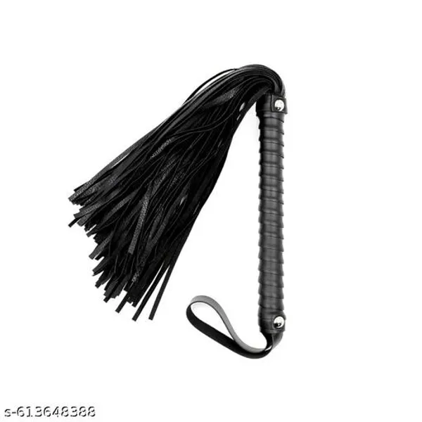 21_In_Synthetic_Leather_Flogger_With_Wooden_Handle_For_Costume_Dress_Party_And_Games_Black_Adult_Pack_Of_1