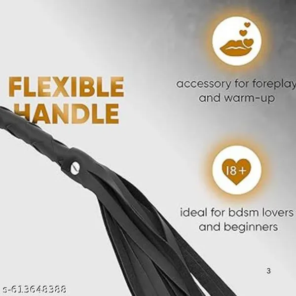 21_In_Synthetic_Leather_Flogger_With_Wooden_Handle_For_Costume_Dress_Party_And_Games_Black_Adult_Pack_Of_1