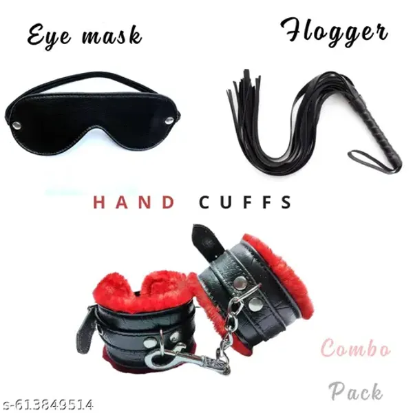 Adjustable_Handcuff_Couple_Kit_Black_3_Pcs_Combo_Set_With_Cuffs_Flogger_Eye_Mask_Pack_Of_3