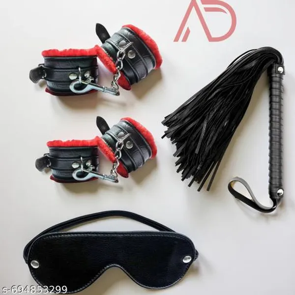 Premium_Couple_Band_Accessories_Kit_With_Handcuffs_Eye_Mask_Strap_Black_Red_Pack_Of_4