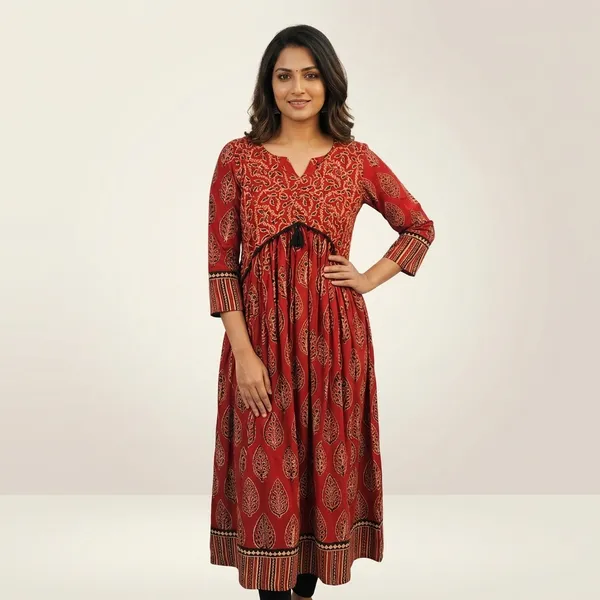 Red_Cotton_Printed_Anarkali_Kurta_for_Women