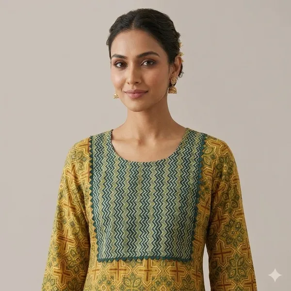 Yellow_Green_Block_Print_Cotton_Kurta_for_Women