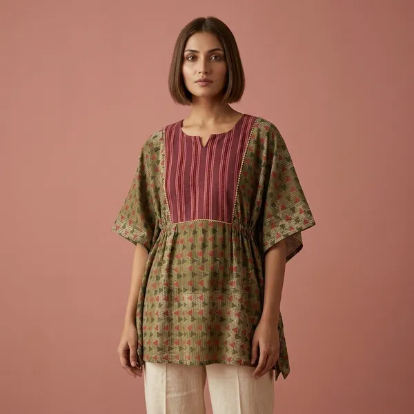 Pink_Striped_Panel_Printed_Flared_Tunic_Top_for_Women