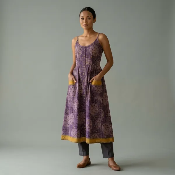 Purple_Printed_Cotton_Sleeveless_Kurta_with_Yellow_Border_for_Women