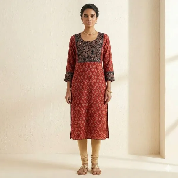 Red_Block_Print_Cotton_Straight_Kurta_for_Women