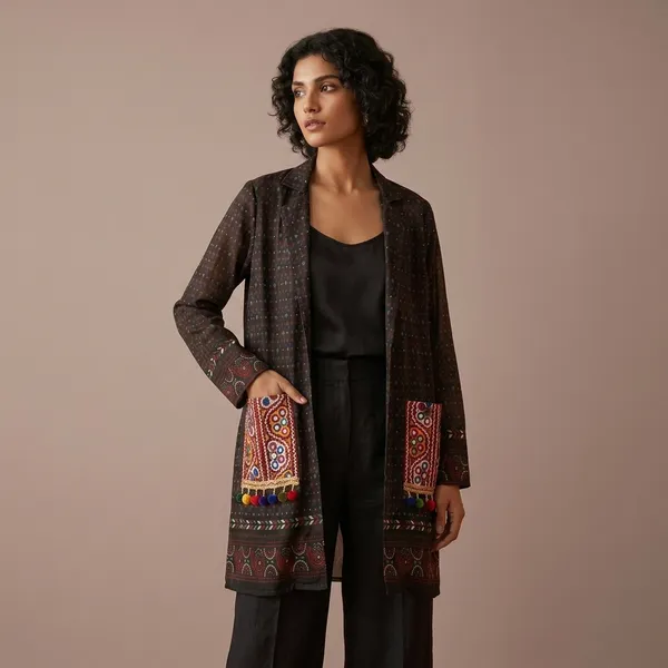 Brown_Embroidered_Printed_Open_Front_Jacket_for_Women