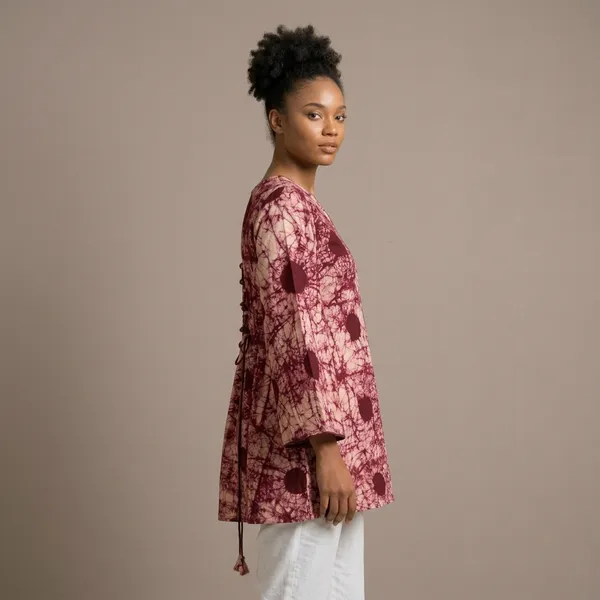 Pink_Batik_Print_Flared_Sleeve_Tunic_Top_for_Women