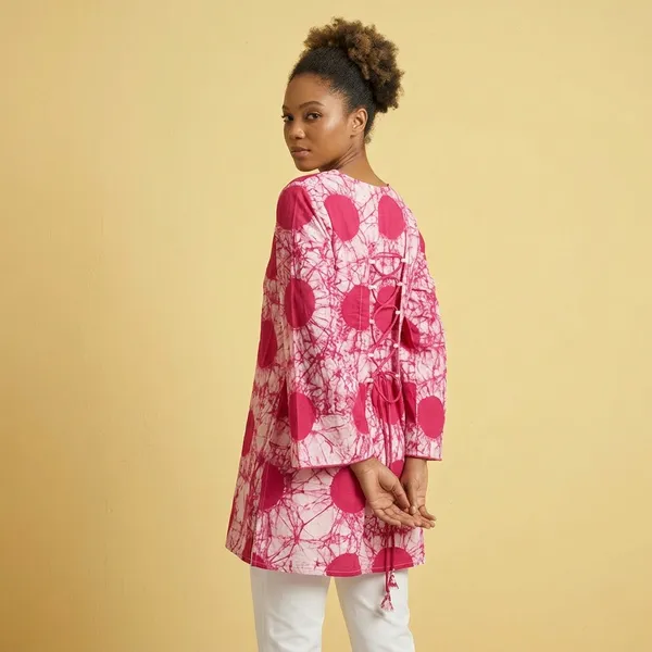 Pink_Tie-Dye_Printed_V-Neck_Tunic_Top_for_Women
