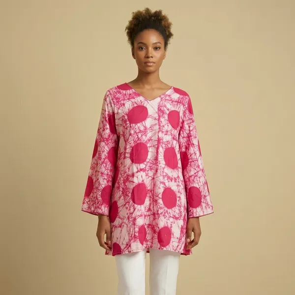 Pink_Tie-Dye_Printed_V-Neck_Tunic_Top_for_Women