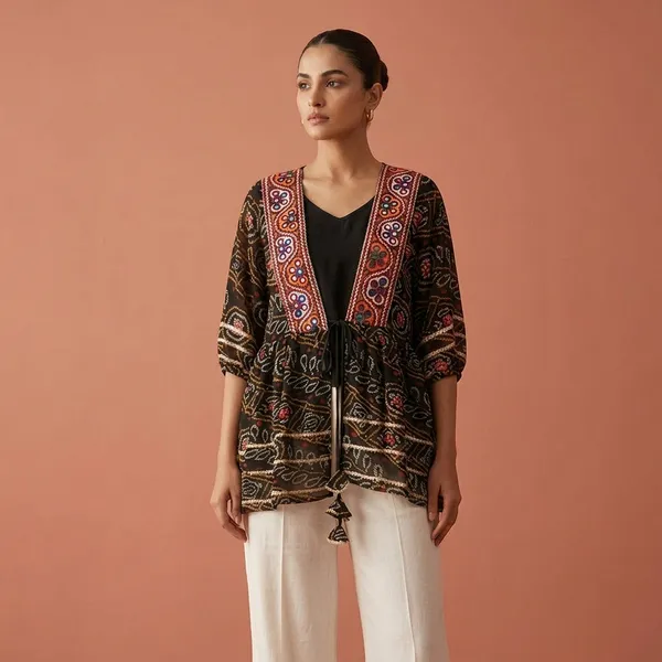 Black_Multicolor_Embroidered_Open_Front_Jacket_for_Women