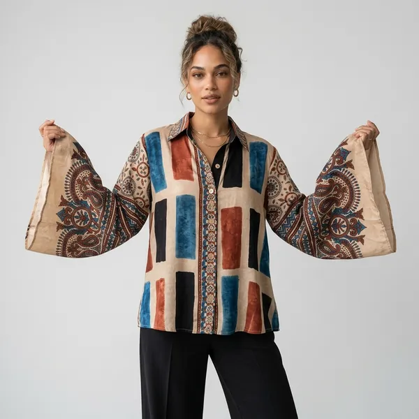Multicolor_Printed_Bell_Sleeve_Shirt_for_Women