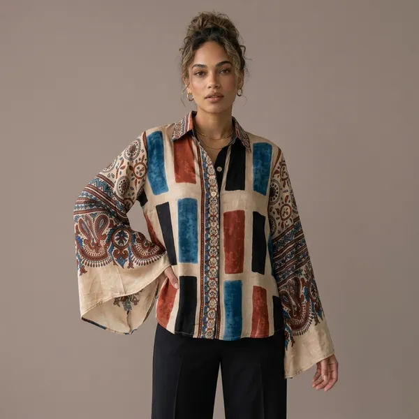 Multicolor_Printed_Bell_Sleeve_Shirt_for_Women