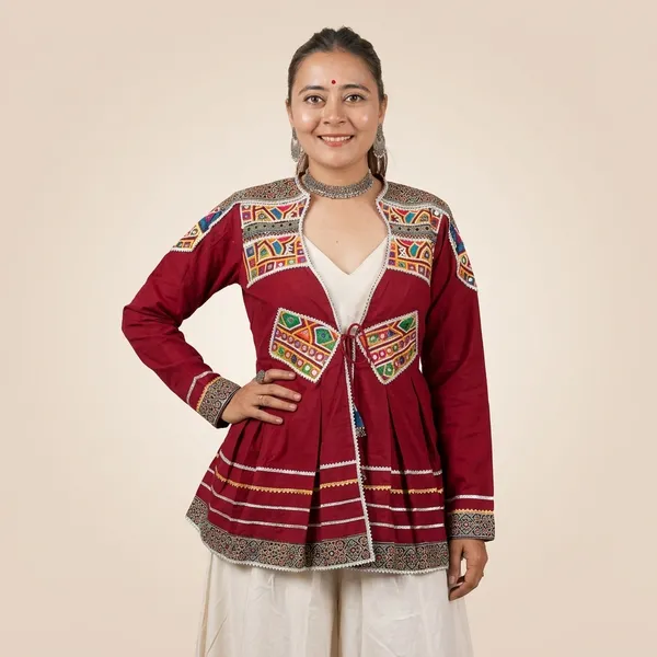 Red_Embroidered_Traditional_Jacket_with_Mirror_Work_for_Women