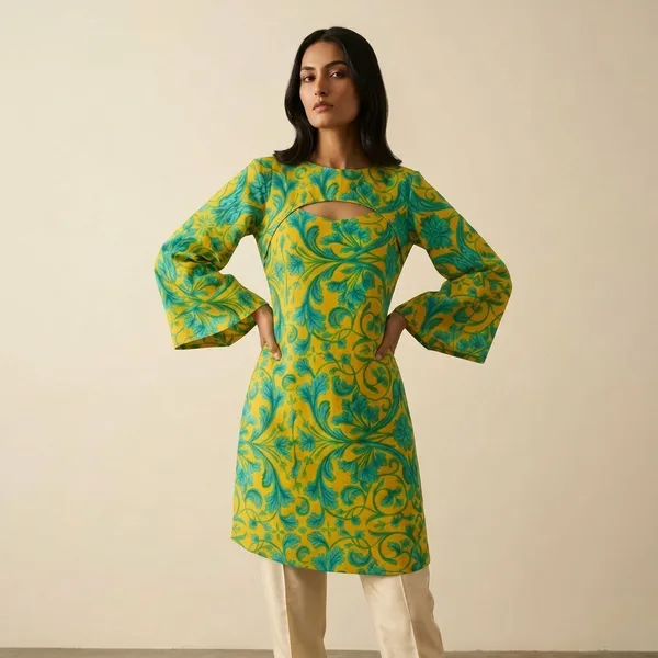Yellow_Turquoise_Floral_Print_Straight_Kurta_for_Women